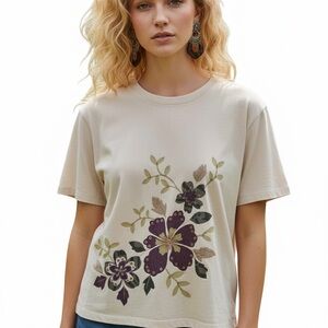 White Stag Cream Floral Short Sleeve Tee